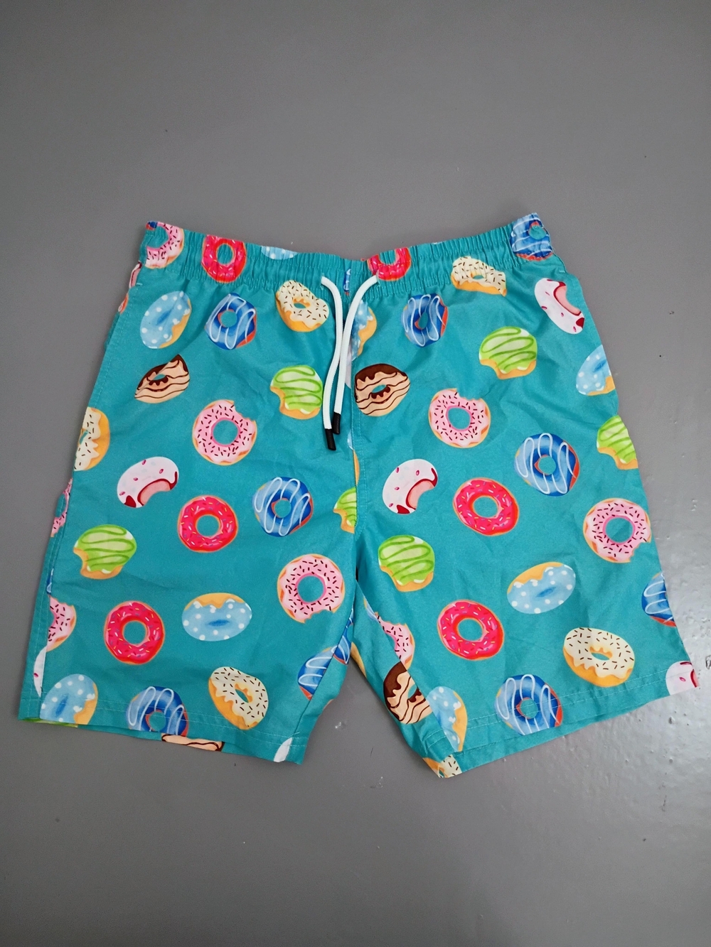 Men's Teal Donut Print Swim Trunks